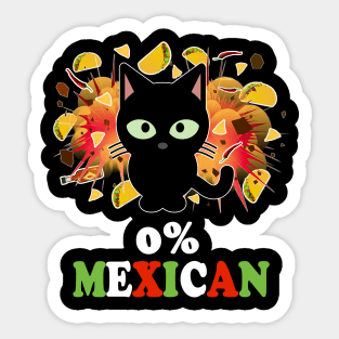 0% Mexican Funny Cat Tacos Chips Hot Sauce Cinco de Mayo Sticker